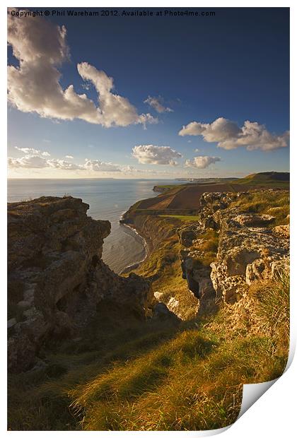 West from Houns-Tout Cliff Print by Phil Wareham