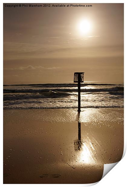 Reflection on wet sand Print by Phil Wareham