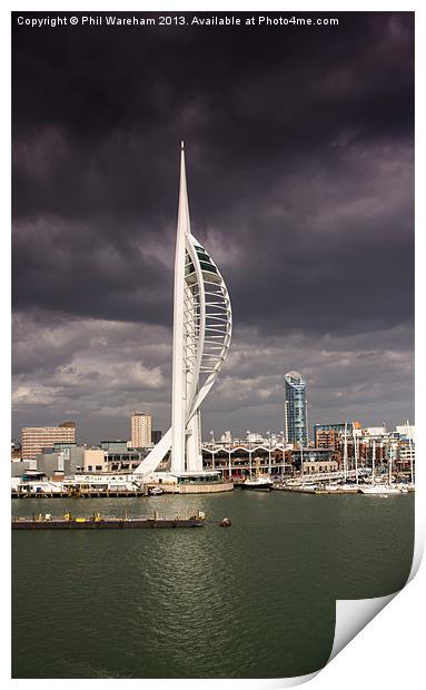 Spinnaker and Storm Clouds Print by Phil Wareham