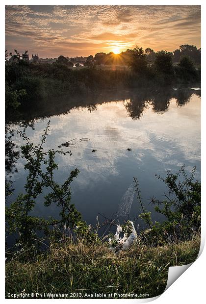 Sunrise over the riverbank Print by Phil Wareham