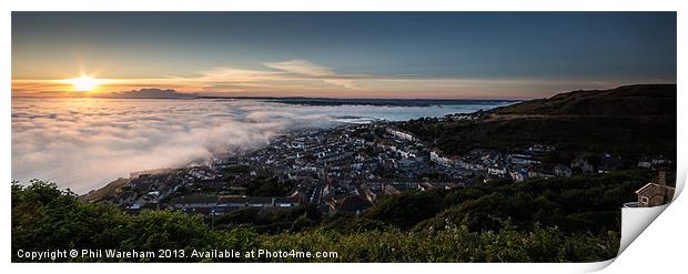 Chesil in the fog Print by Phil Wareham