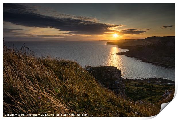 Sunset from the clifftop Print by Phil Wareham