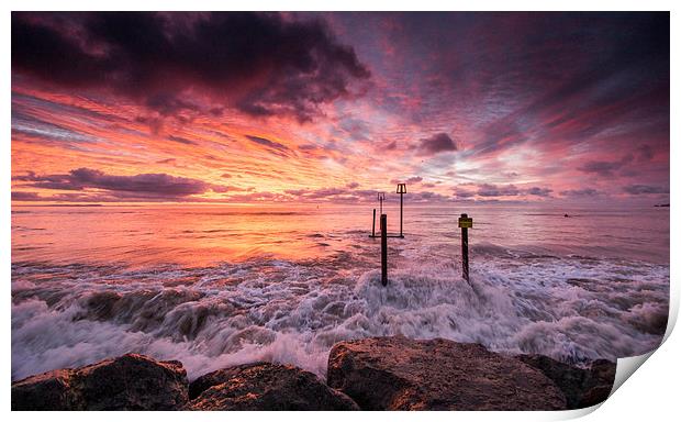 Wave at Sunrise Print by Phil Wareham