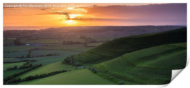 Sunset from Roundway Hill Print by Phil Wareham