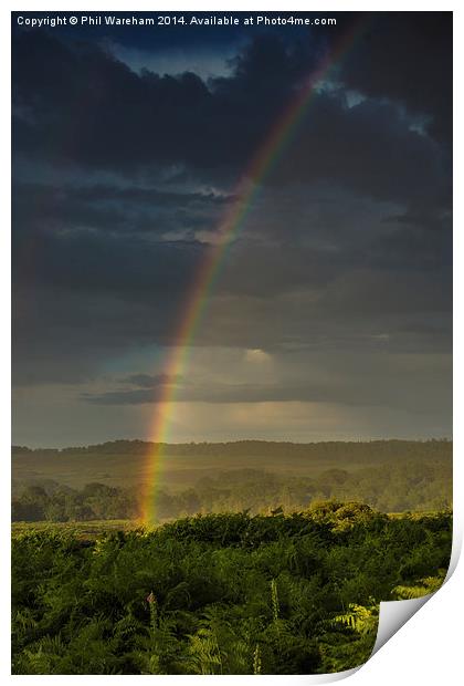 Rainbow at Mogshade Print by Phil Wareham