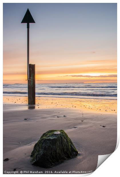 Sunrise over Poole Bay Print by Phil Wareham