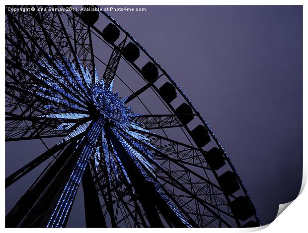 Blue Star Wheel Print by Iona Semay