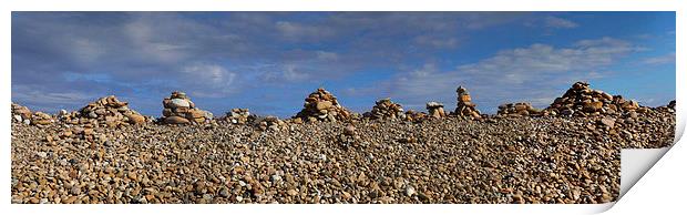 Cobble Cairns on Holy Isle  Print by Donald Parsons