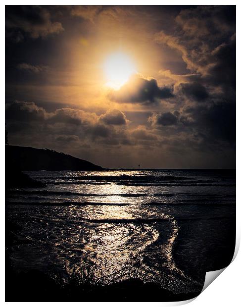 Golden light by the sea Print by Andy dean