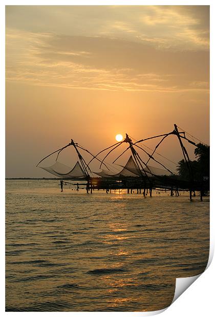 Chinese Fishing Nets at Cochin Print by Alastair Gentles