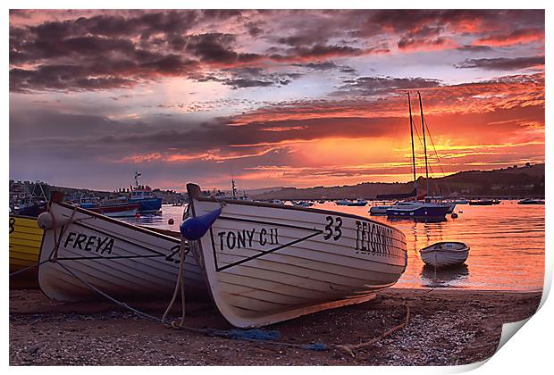 Teignmouth sunset 2 Print by kevin wise