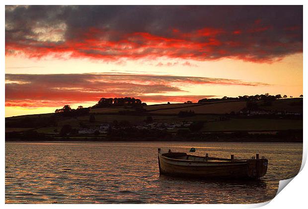 Sunset over the Teign Print by kevin wise