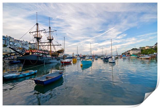 Brixham Harbour Boats Print by kevin wise