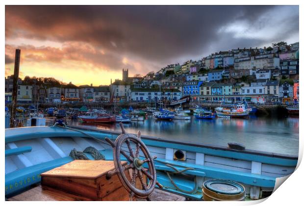 Sunset over Brixham Print by kevin wise