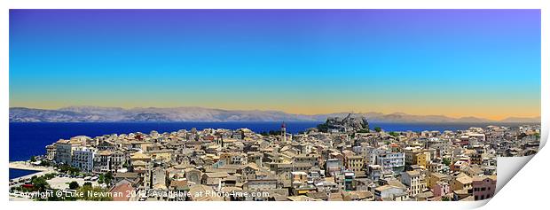 Corfu Town Rooftops panorama Print by Luke Newman