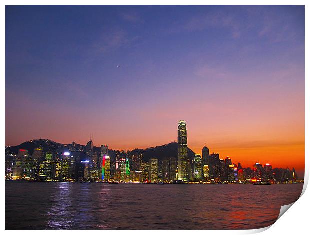 Hong Kong City Sunset Print by Luke Newman