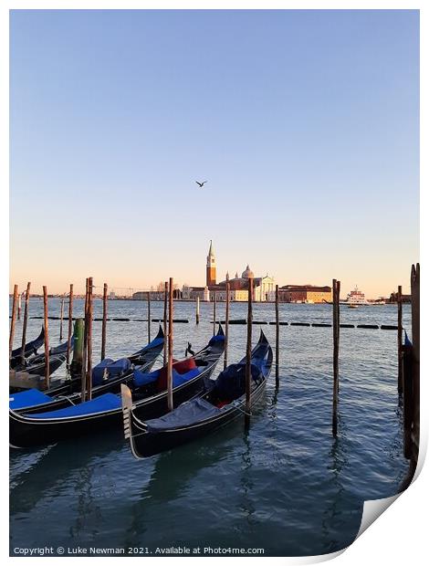 Venice Lagoon Gondolas Print by Luke Newman