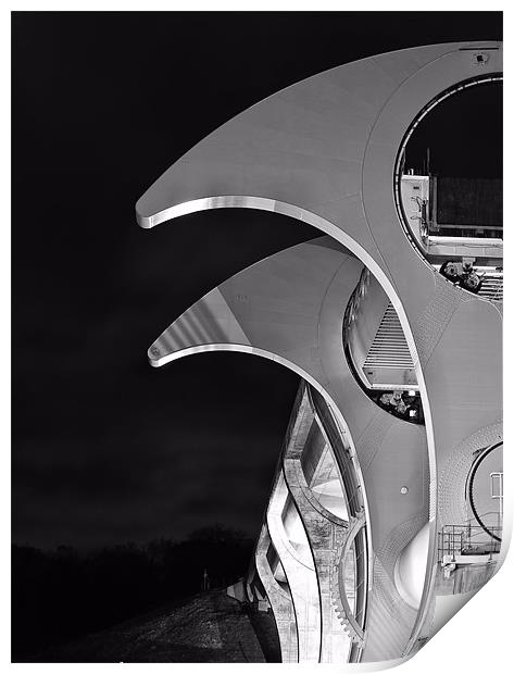 Black & White Falkirk Wheel. Print by Jamie Moffat
