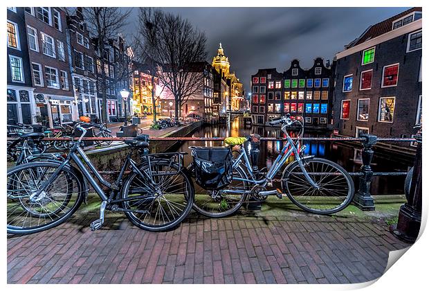 Amsterdam Red Light District at night Print by Ankor Light