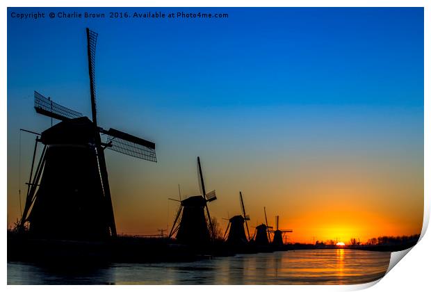 Sunrise on the Unesco heritage windmill Print by Ankor Light