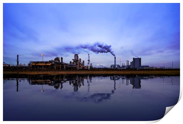 Reflection of refineries and its chimney  Print by Ankor Light