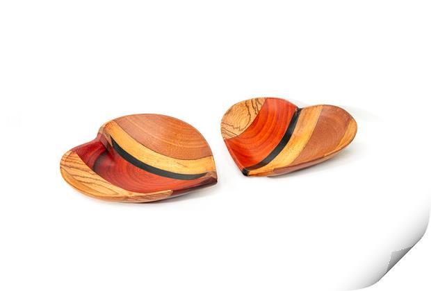 Heart shape wooden bowls Print by Ankor Light