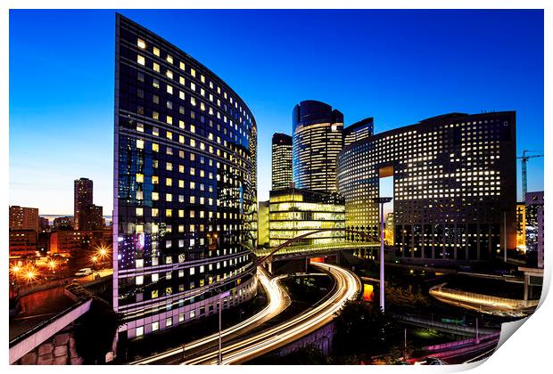 Corporate night buildings Print by Ankor Light