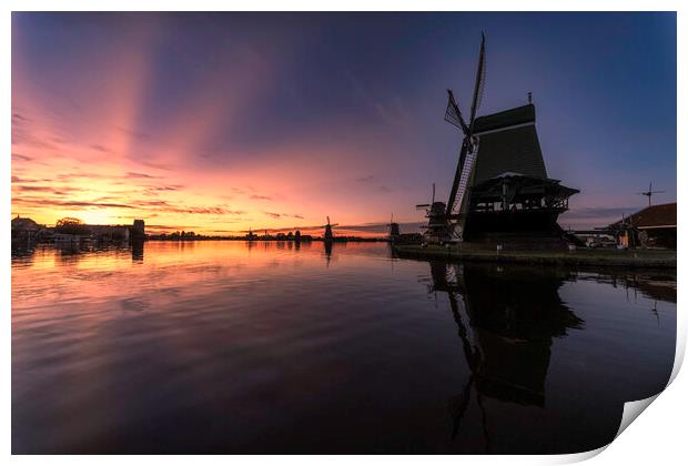 Outdoor windmill sunset Print by Ankor Light
