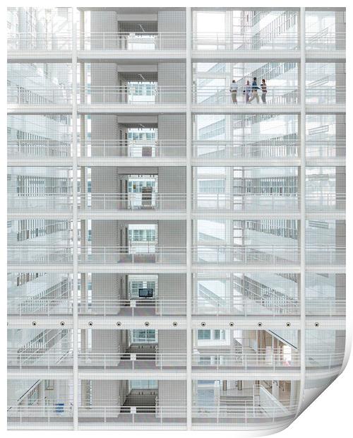 Abstract meet up in the glass building Print by Ankor Light