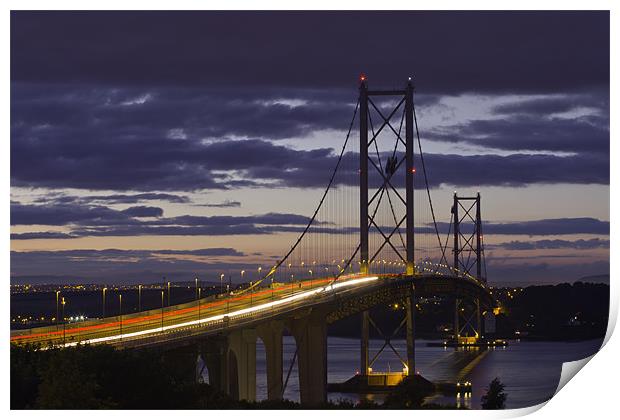 Forth Road Bridge at Night Print by Buster Brown