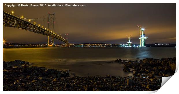 Queensferry Crossing and Forth Road Bridge Print by Buster Brown