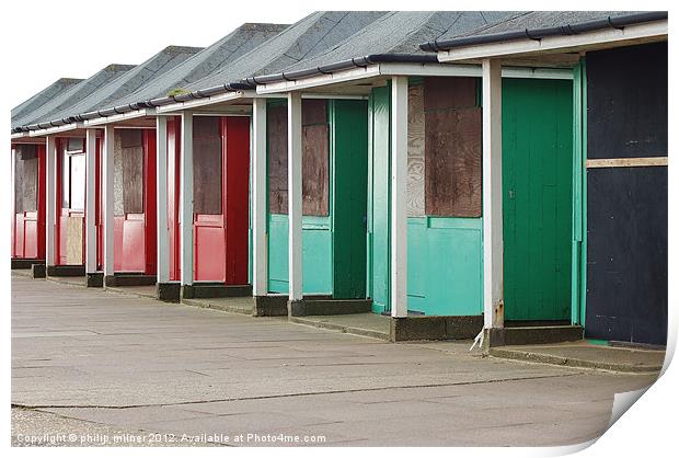Beach Huts Closed For Winter Print by philip milner