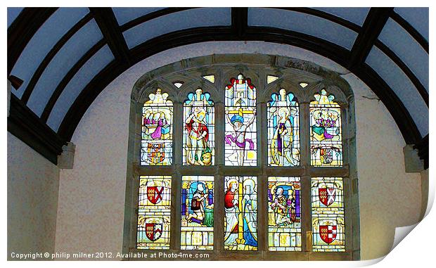 Saint Michaels Church Baddersley Windows Print by philip milner