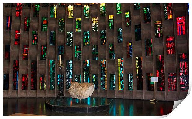  Coventry Cathedral Font Print by philip milner