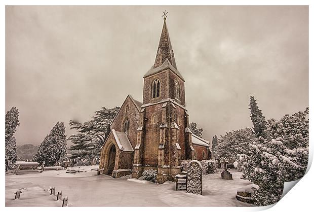 Snowy  Romsey Church Print by stuart bennett