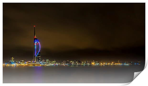 Portsmouth Seafront at night Print by stuart bennett