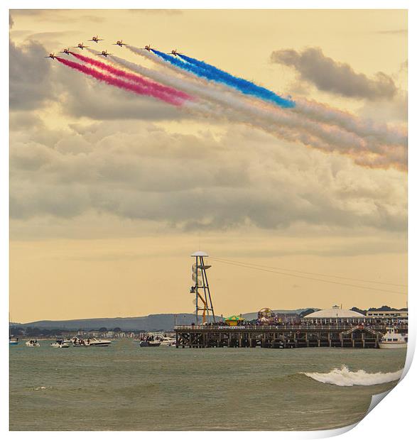  Red Arrow flypast Bournemouth pier Print by stuart bennett