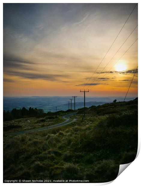 Sunset from Clee Hill in SHropshire Print by Shawn Nicholas