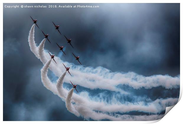 RAF red Arrows Display Team Print by Shawn Nicholas