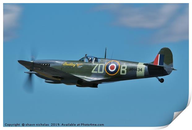 Supermarine Spitfire Print by Shawn Nicholas