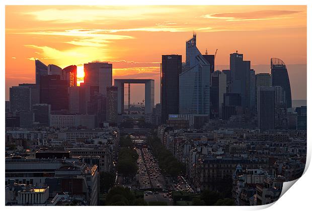 Paris business centre at sunset Print by Daniel Zrno