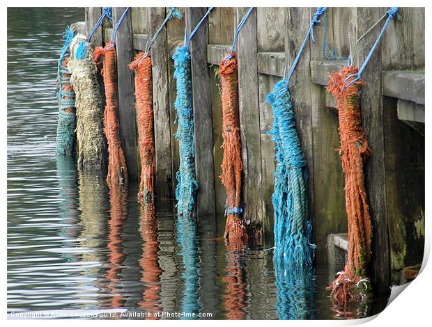 Ropes on a quay Print by Anne Couzens