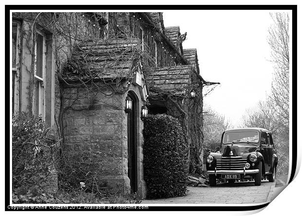 Old car outside Dorset Pub Print by Anne Couzens