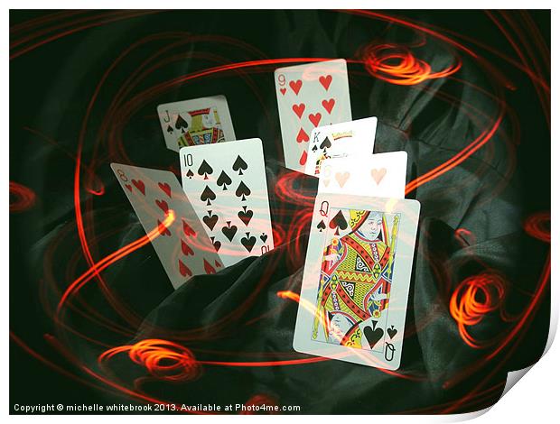 Luck of the cards Print by michelle whitebrook