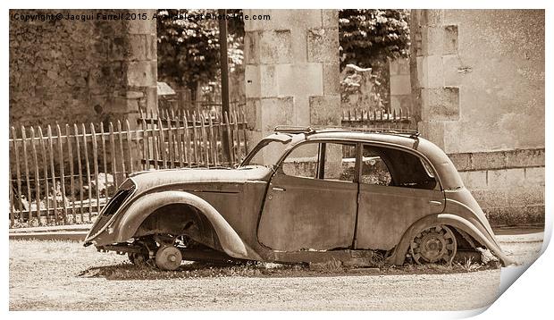 Vintage Car in Oradour sur Glane Print by Jacqui Farrell