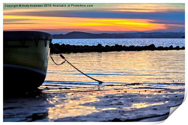 Sunset over Firth of Forth Print by Andy Anderson