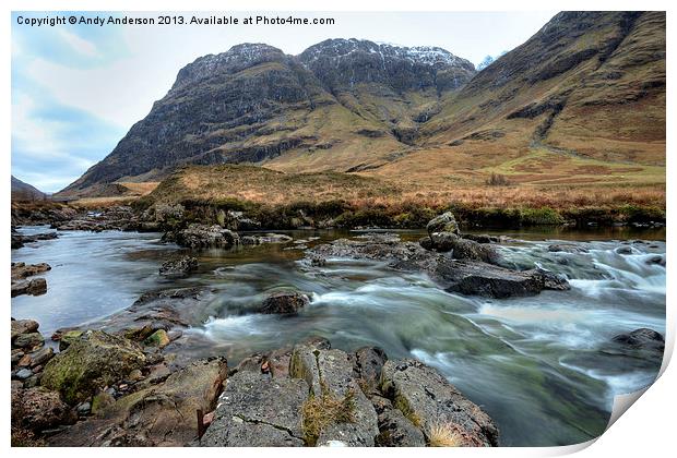 Glencoe River Falls Print by Andy Anderson