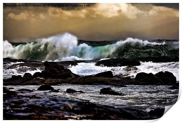 Raging Indian Ocean Print by Andy Anderson