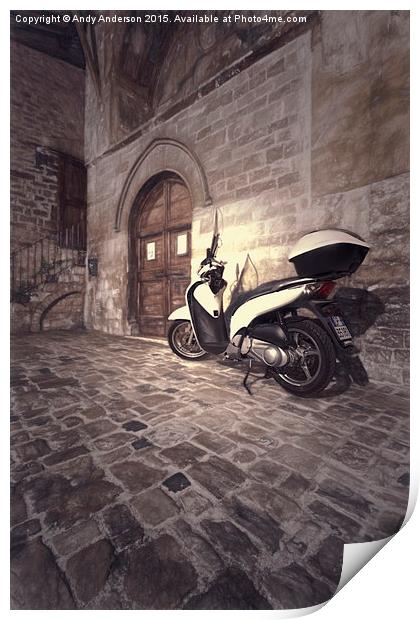  Italy Street Scooter Print by Andy Anderson