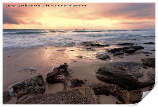 Sunset over the Indian Ocean Print by Andy Anderson